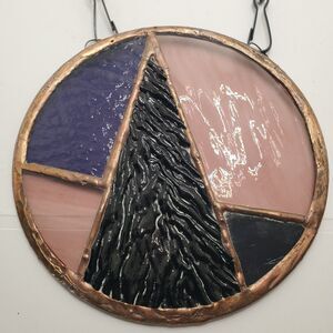 Stained Glass & Copper 6 Inch Suncatcher On Chain Window Hanging Memory Gift